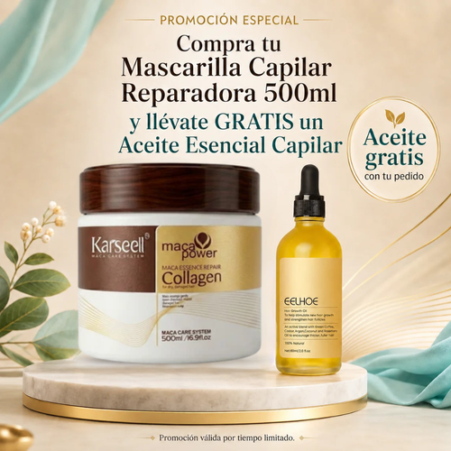 Mascarilla Capilar Reparadora 500ml + Aceite Esencial Capilar Gratis